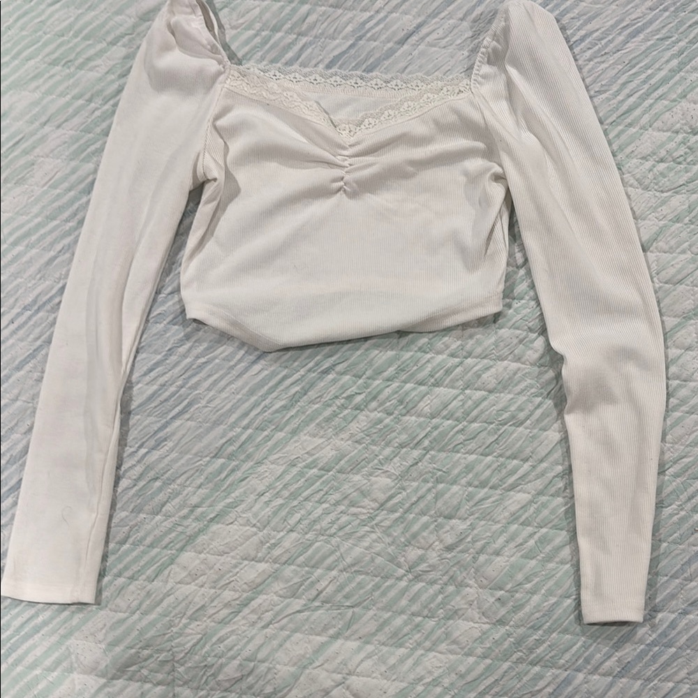 Elegant White Lace Trim Top